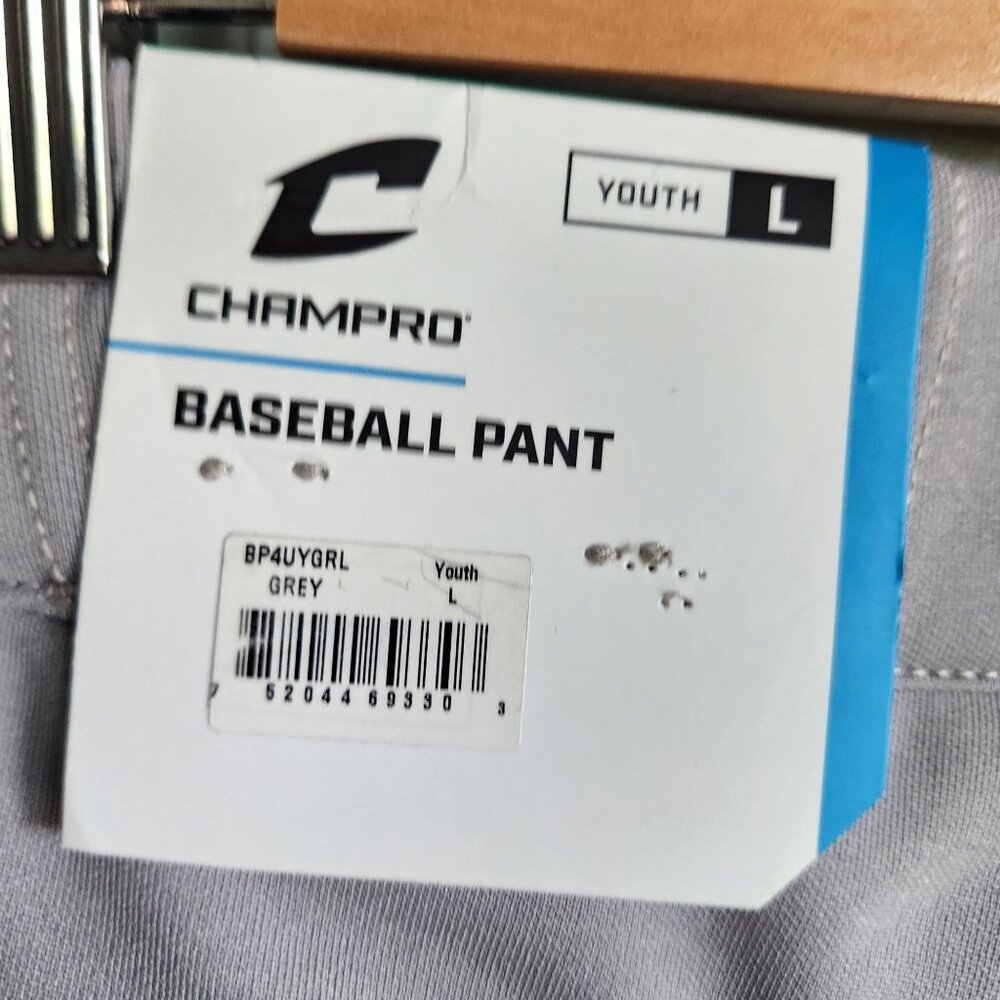 CHAMPRO Pants Large Boys Youth 3 Pair Grey MVP Open Bottom Baseball Pant - Picture 9 of 11